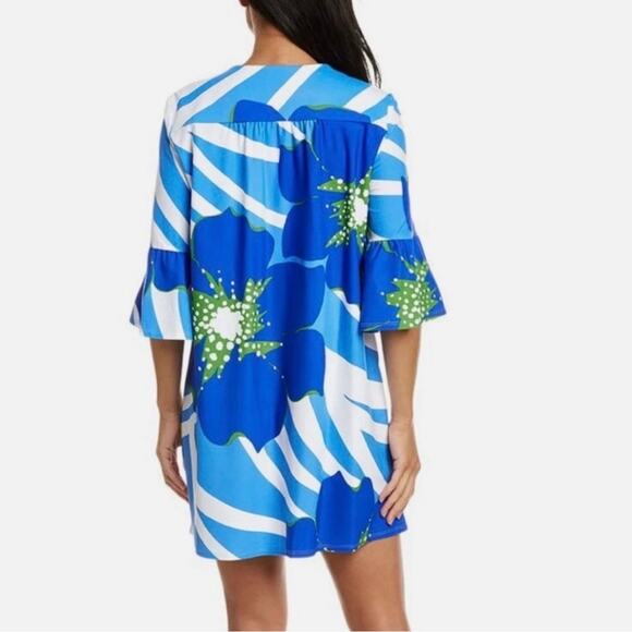 Jude Connally Kerry Shift Dress Bold Floral Periwinkle L - Picture 2 of 10